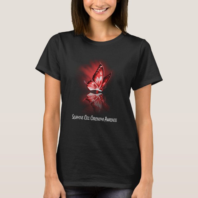 Butterfly Ribbon Squamous Cell Carcinoma Awareness T-Shirt (Front)