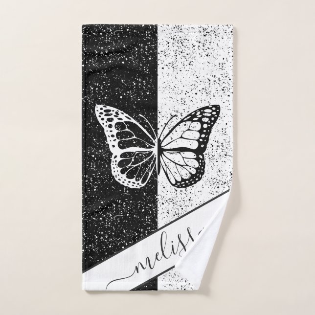 Butterfly Romantic Girly Aesthetic & Elegant Name Hand Towel (Hand Towel)