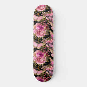 Butterfly Rose Garden Floral Flower Cute Aesthetic Skateboard