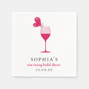 Butterfly Rose Wine Tasting Bridal Shower Napkin