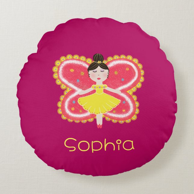 Butterfly  round pillow (Front)