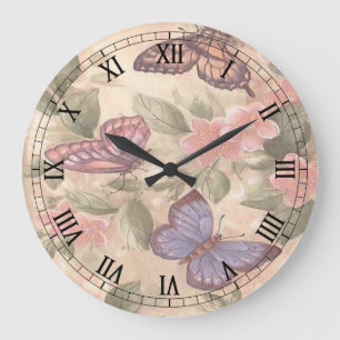 Butterfly Round Roman Numerals Clock