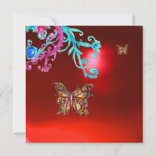 BUTTERFLY  RUBY ,blue bright pink red Invitation
