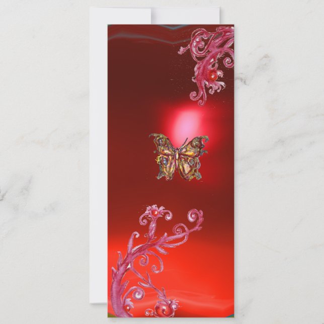 BUTTERFLY RUBY , bright red pink violet Invitation (Front)