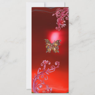 BUTTERFLY RUBY , bright red pink violet Invitation