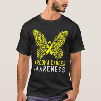 Butterfly Sarcoma Cancer Awareness Yellow Ribbon S T-Shirt