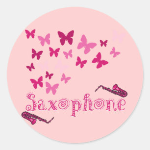 Butterfly Saxophone Classic Round Sticker