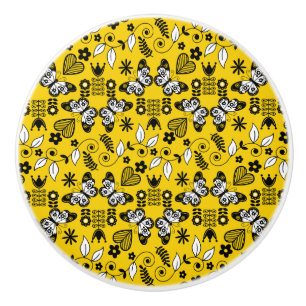 Butterfly Scandinavian folk art Ceramic Knob