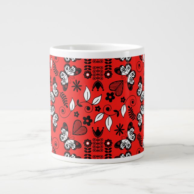 Butterfly Scandinavian folk art  Large Coffee Mug (Front)