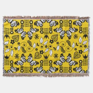 Butterfly Scandinavian folk art Throw Blanket