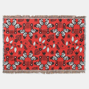 Butterfly Scandinavian folk art Throw Blanket