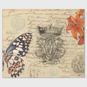 Butterfly Script 60lb Decoupage Paper
