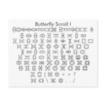 Butterfly Scroll I Zazzle Font Sampler with Guide
