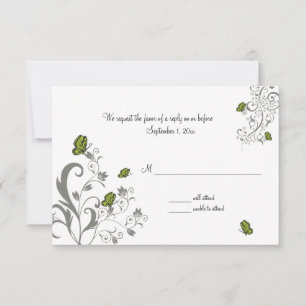 Butterfly Scroll Wedding Response Card