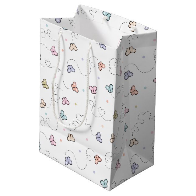 Butterfly Seamless Pattern Medium Gift Bag (Back Angled)