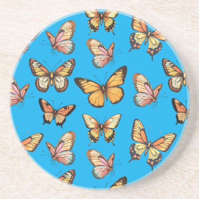 Butterfly Seamless Pattern. Monarch Butterfly  Coaster (Front)