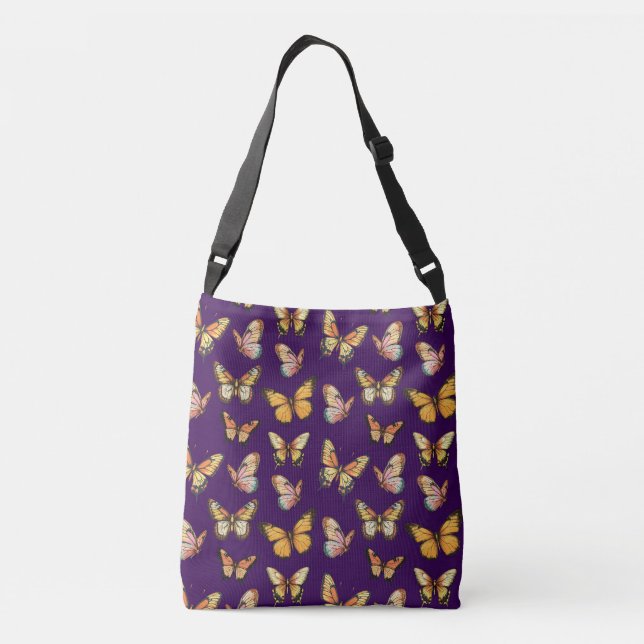 Butterfly Seamless Pattern. Monarch Butterfly  Crossbody Bag (Back)