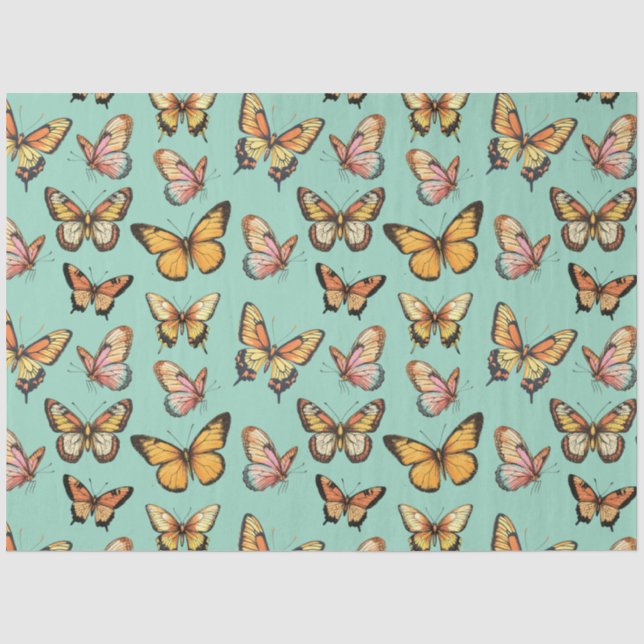 Butterfly Seamless Pattern. Monarch Butterfly  Tissue Paper (Front)