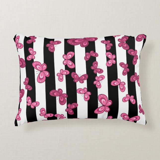 Butterfly seamless pattern on white background. Pa Accent Pillow (Front)