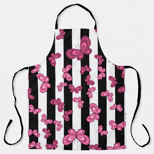 Butterfly seamless pattern on white background. Pa Apron (Front)