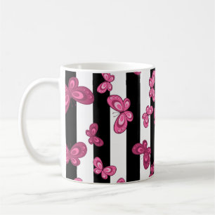 Butterfly seamless pattern on white background. Pa Coffee Mug