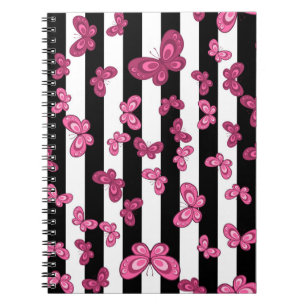 Butterfly seamless pattern on white background. Pa Notebook