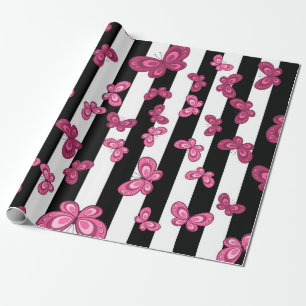 Butterfly seamless pattern on white background. Pa Wrapping Paper