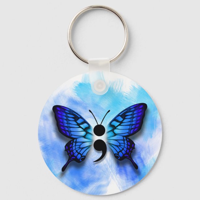 Butterfly semicolon keychain (Front)