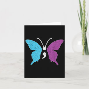 Butterfly Semicolon Purple &amp; Teal Suicide Prev Card