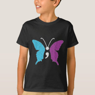Butterfly Semicolon Purple & Teal Suicide Prev T-Shirt