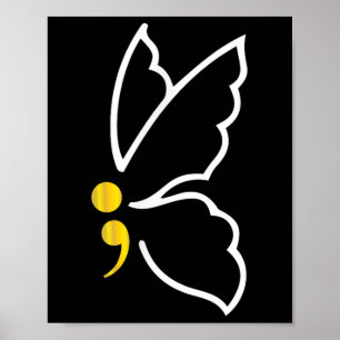 Butterfly Semicolon Shirt May Mental Health Awaren Poster