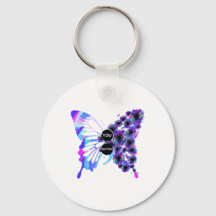 Butterfly Semicolon Suicide Awareness Mental Healt Keychain