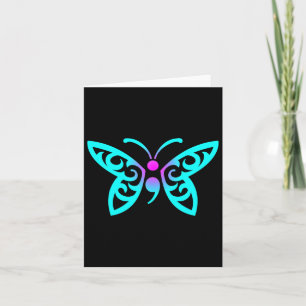 Butterfly Semicolon Warrior Suicide Prevention Awa Card