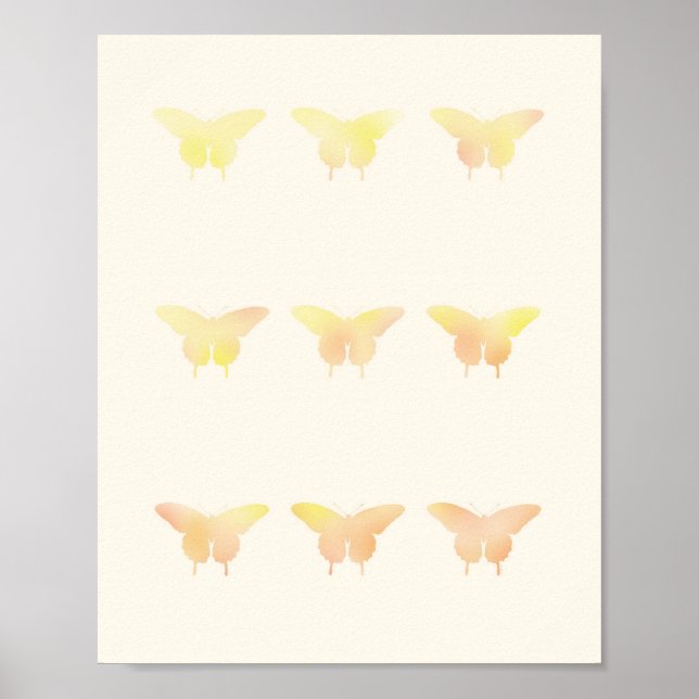 Butterfly Shabby Chic Pastel Illustration Poster (Front)