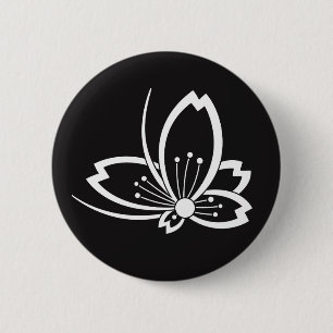 Butterfly-shaped shadowed Cherry blossom 2 Inch Round Button