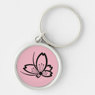 Butterfly-shaped shadowed Cherry blossom Keychain