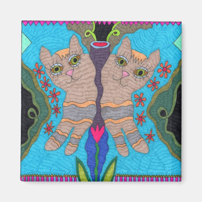 Butterfly--Side By Side Cats Magnet (Front)