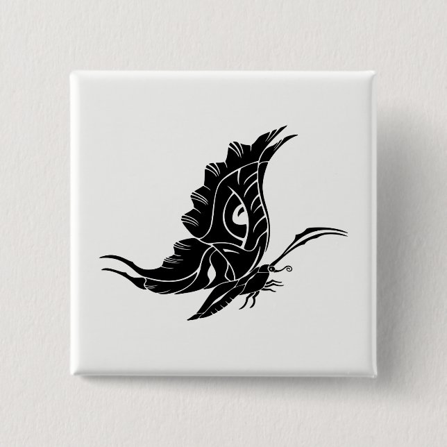 Butterfly Silhouette 2 Inch Square Button (Front)