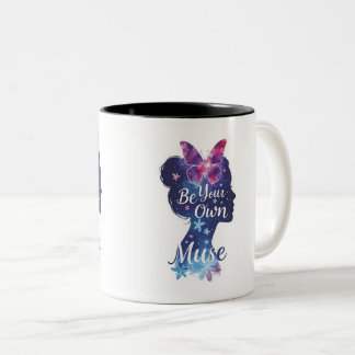 butterfly silhouette,self-discovery,be your own mu Two-Tone coffee mug