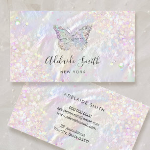 butterfly simulated chunky glitter business card
