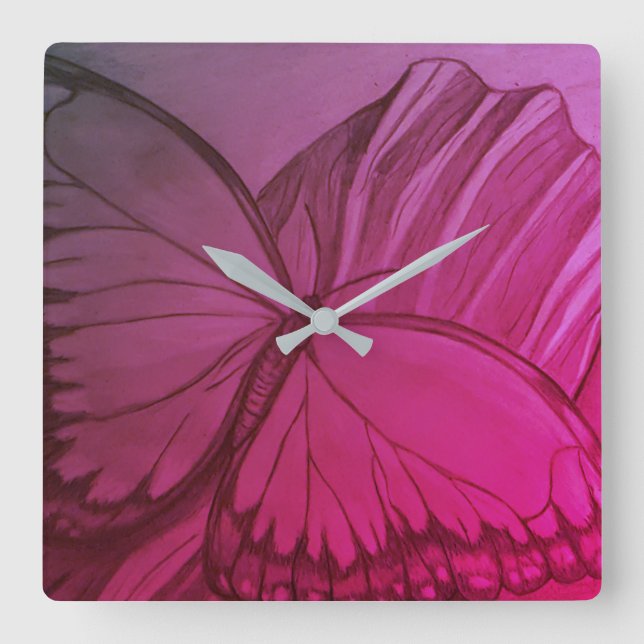 Butterfly sketch Acrylic Wall Clock Square (Front)