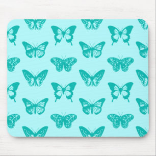 Butterfly sketch, aqua and turquoise mouse pad