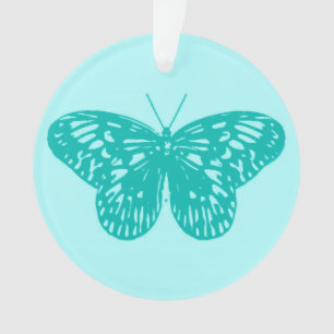 Butterfly sketch, aqua and turquoise ornament