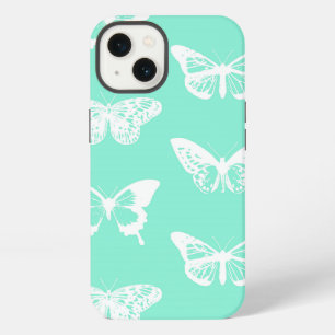 Butterfly sketch, aqua and white iPhone 13 case