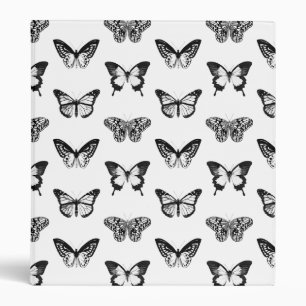 Butterfly sketch, black and white binder
