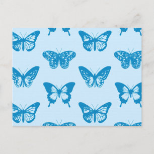 Butterfly sketch, cerulean and sky blue postcard