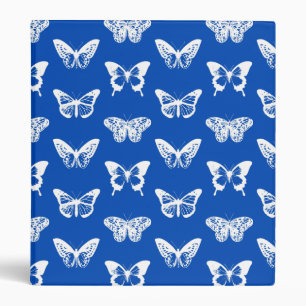 Butterfly sketch, cobalt blue and white binder