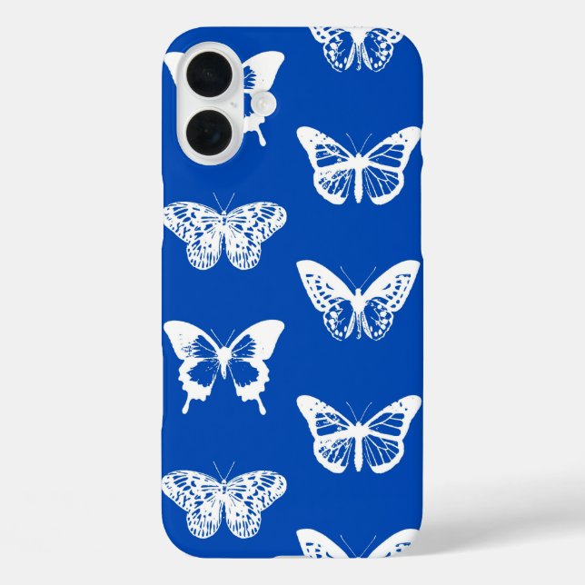 Butterfly sketch, cobalt blue and white Case-Mate iPhone case (Back)
