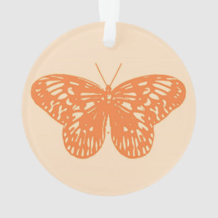 Butterfly sketch, coral orange ornament