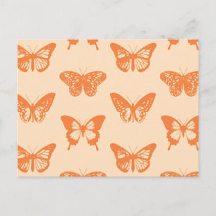 Butterfly sketch, coral orange postcard
